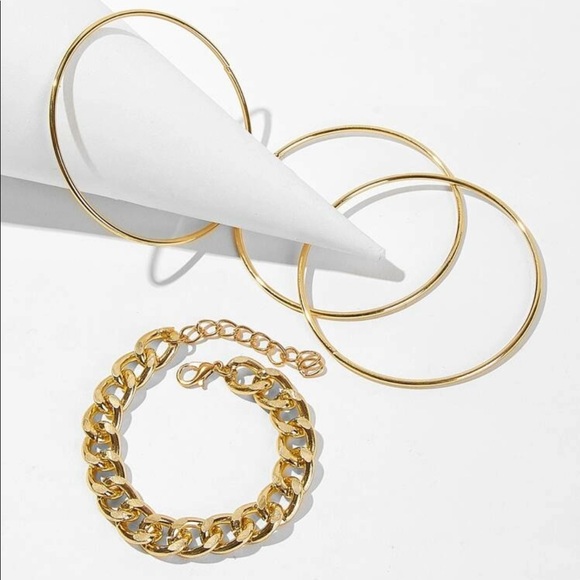 RESTOCKED Chain Link and Bangle Bracelet Set - Picture 2 of 6